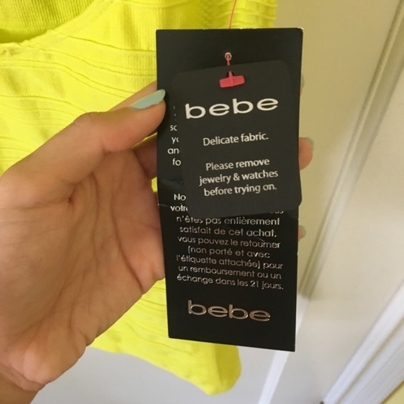 NWT! Bebe Yellow Bodycon Dress with Open-Back XS - Picture 8 of 8